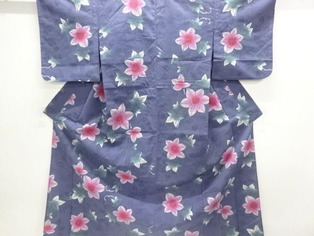 JAPANESE KIMONO / YUKATA / COTTON / FLORAL PLANTS